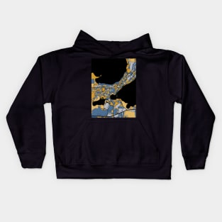 Madison Map Pattern in Blue & Gold Kids Hoodie
